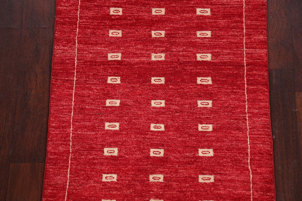 Geometric Gabbeh Kashkoli Oriental Runner Rug 3x8