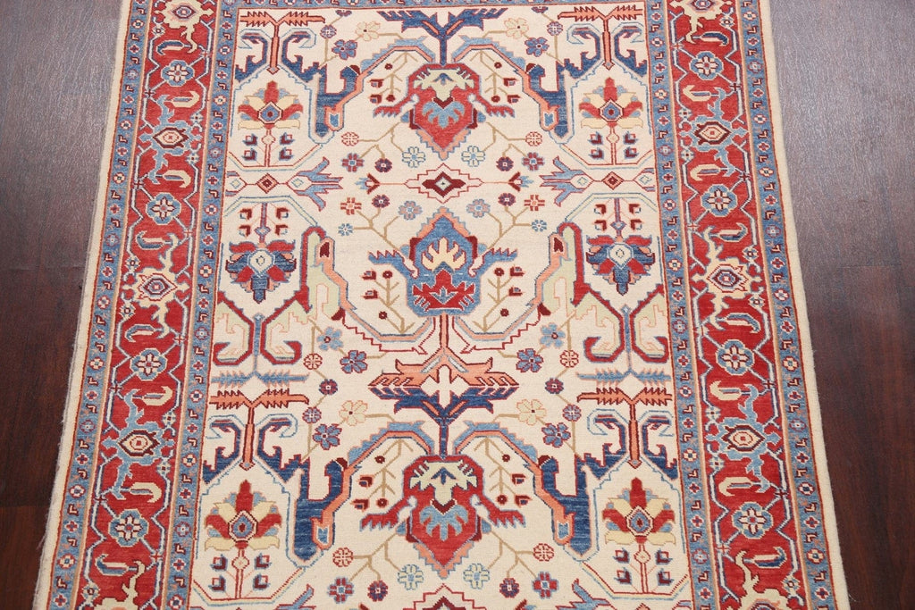 100% Vegetable Dye Super Kazak Oriental Area Rug 5x7