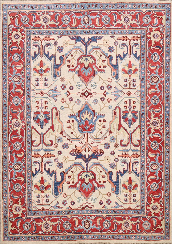 100% Vegetable Dye Super Kazak Oriental Area Rug 5x7