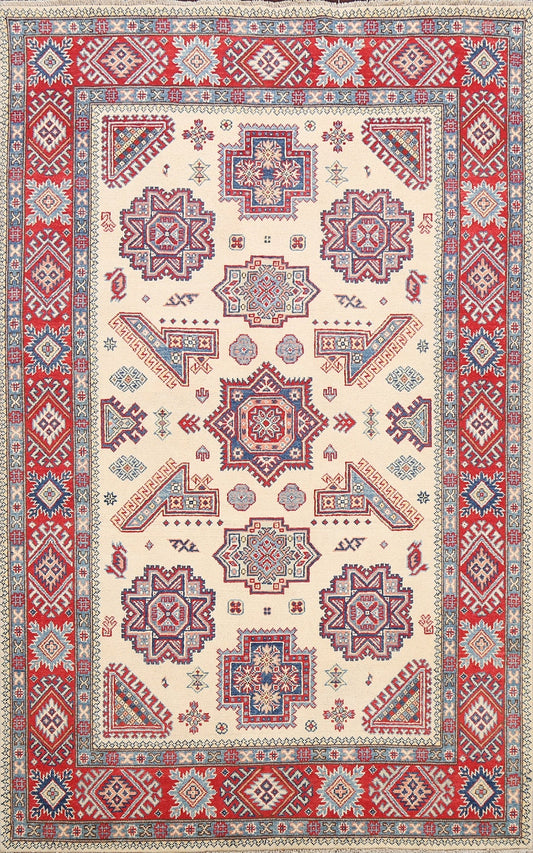 100% Vegetable Dye Super Kazak Oriental Area Rug 5x8