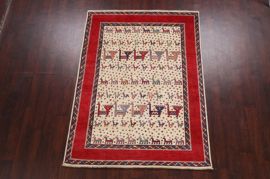 100% Vegetable Dye Super Kazak Oriental Area Rug 5x7