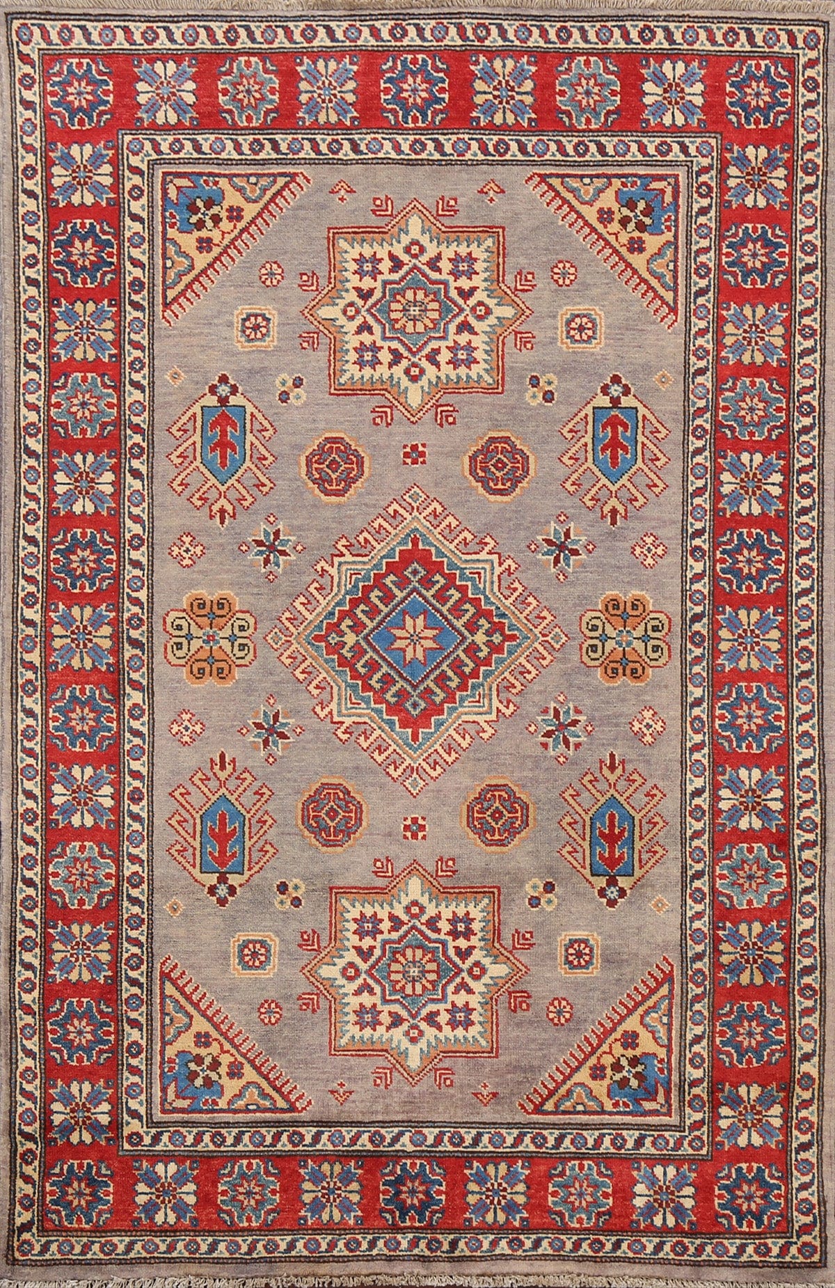 100% Vegetable Dye Super Kazak Oriental Area Rug 4x6