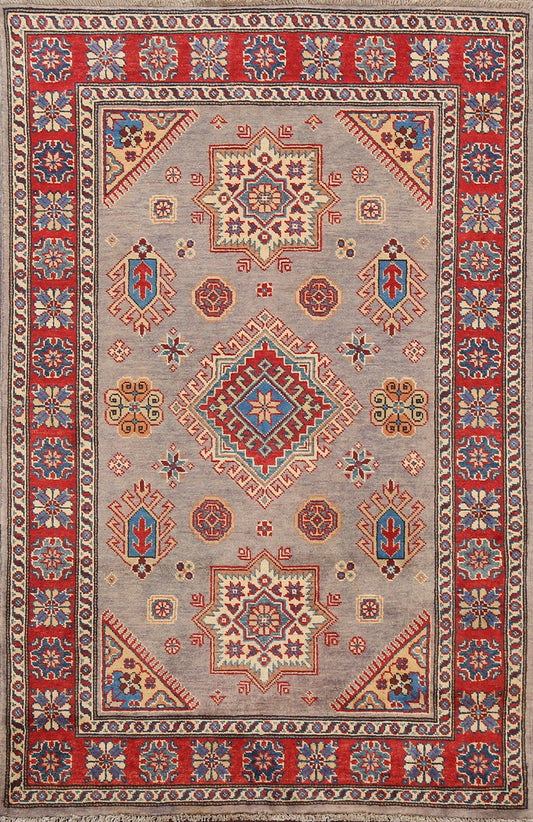 100% Vegetable Dye Super Kazak Oriental Area Rug 4x6