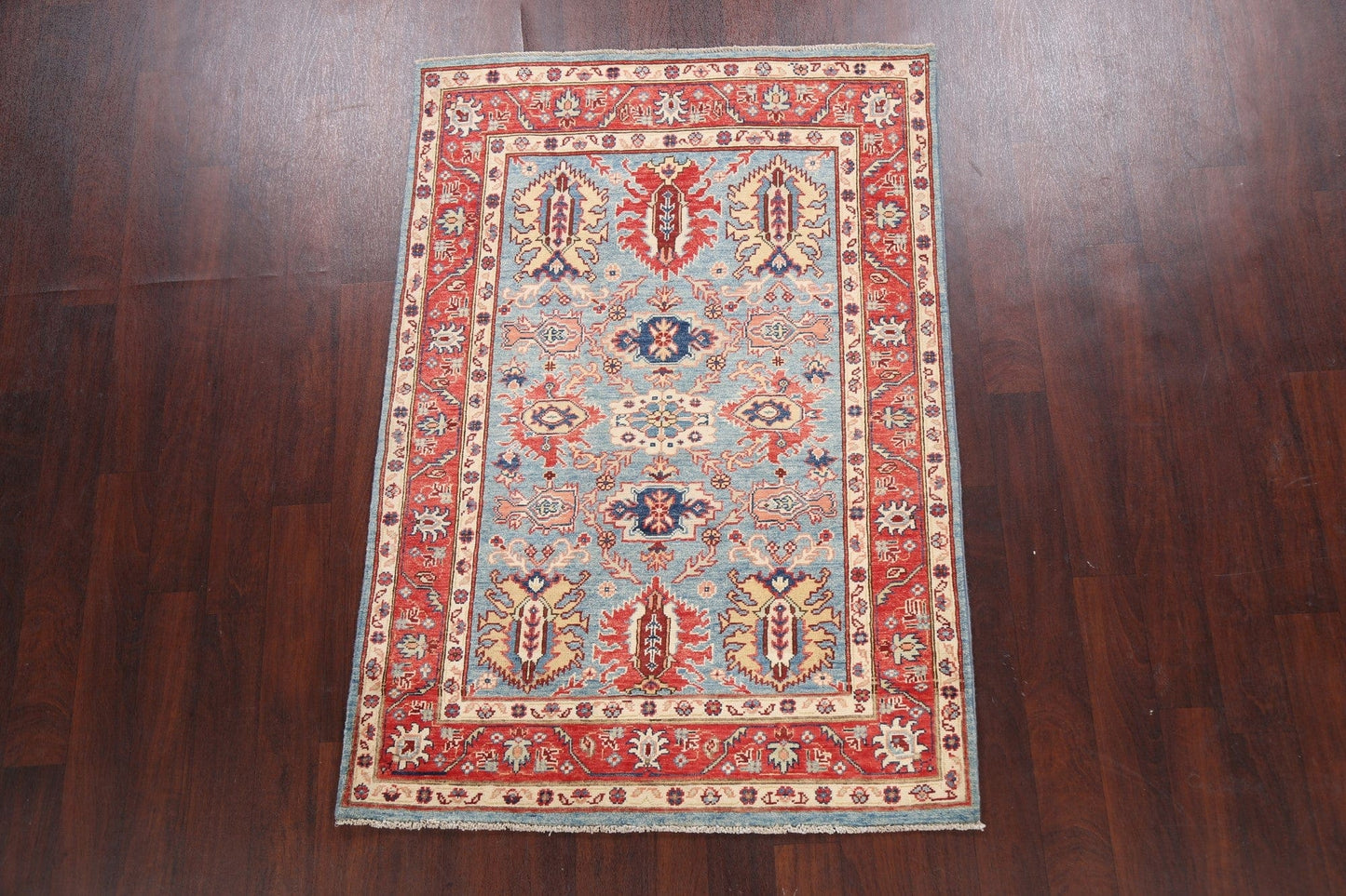 100% Vegetable Dye Super Kazak Oriental Area Rug 4x6