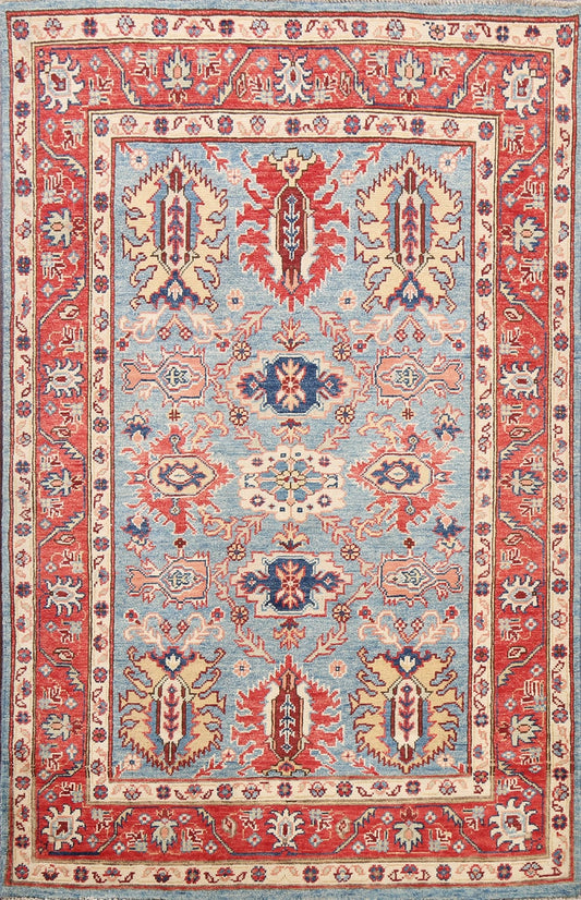 100% Vegetable Dye Super Kazak Oriental Area Rug 4x6