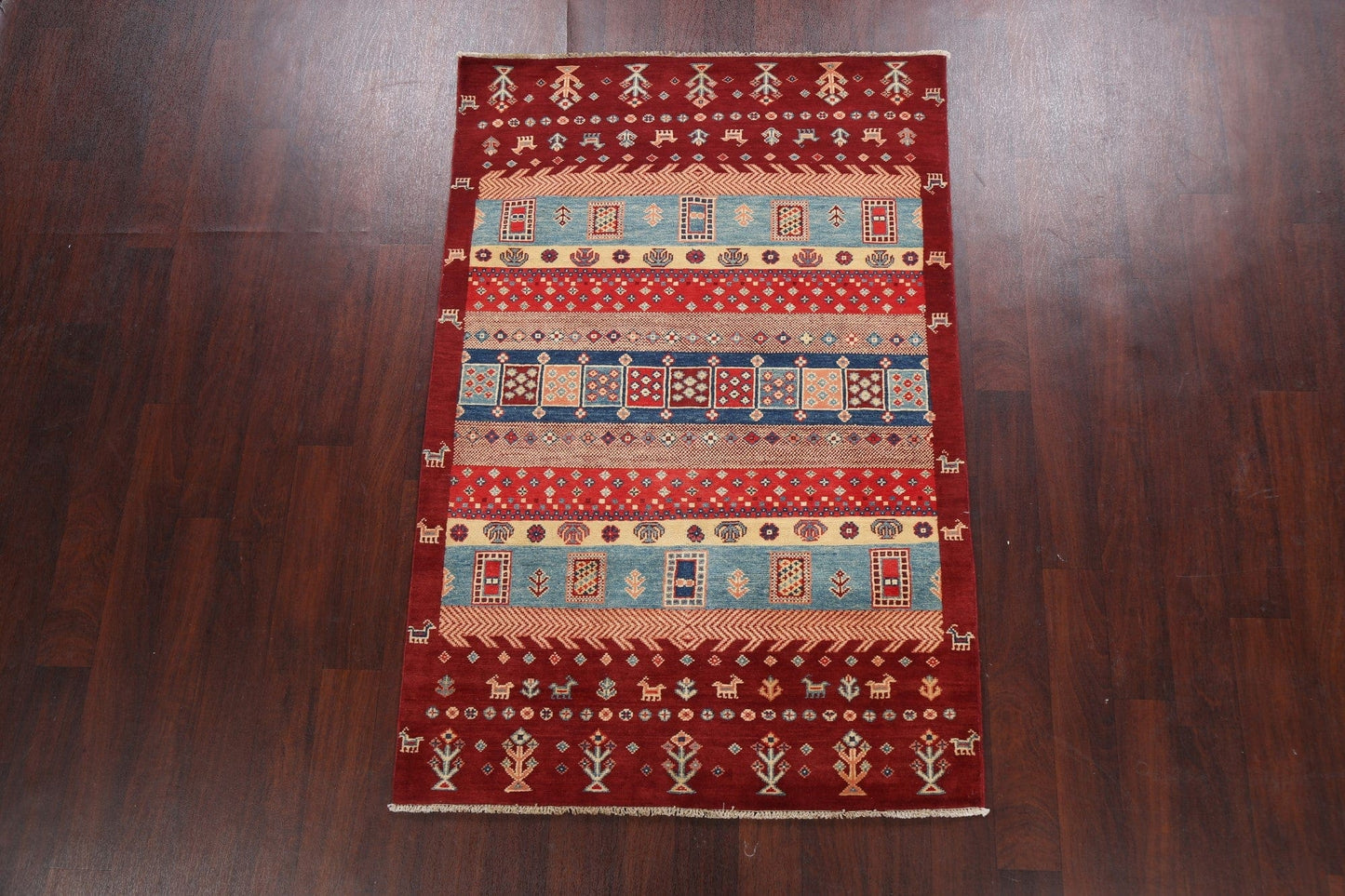 100% Vegetable Dye Super Kazak Oriental Area Rug 4x6