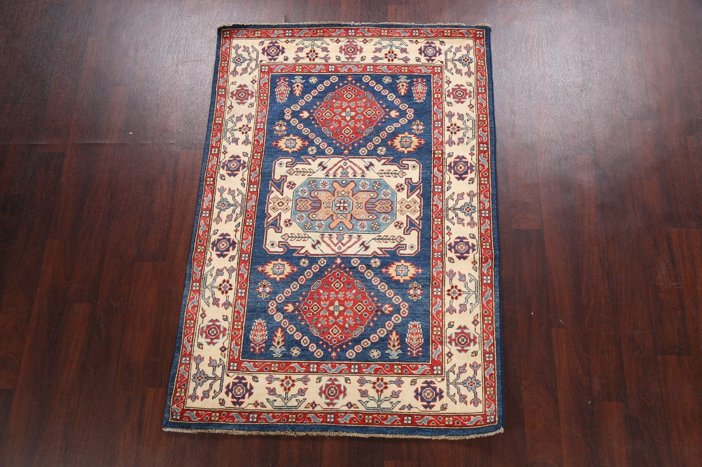 100% Vegetable Dye Super Kazak Oriental Area Rug 4x6