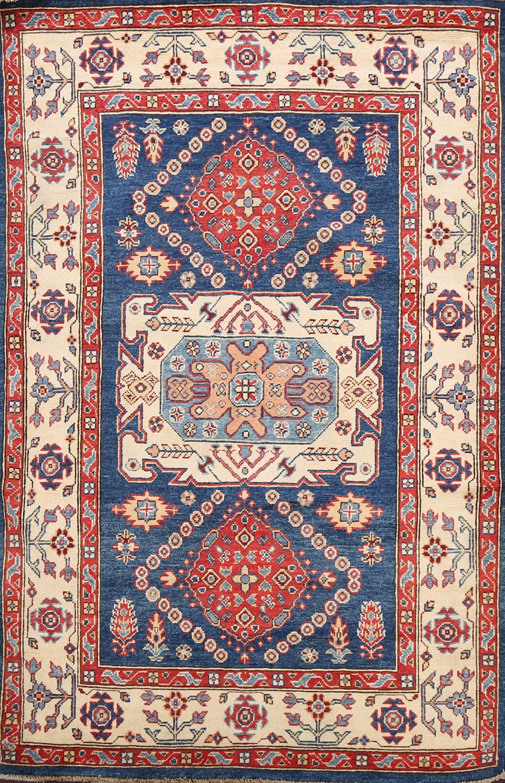 100% Vegetable Dye Super Kazak Oriental Area Rug 4x6