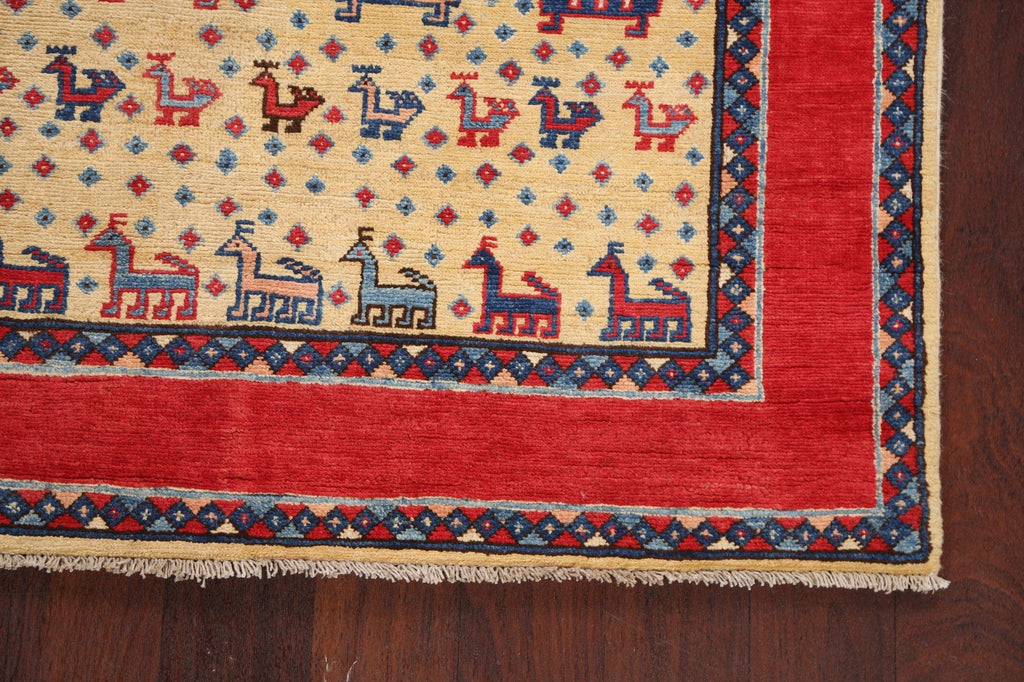 100% Vegetable Dye Super Kazak Oriental Area Rug 4x6