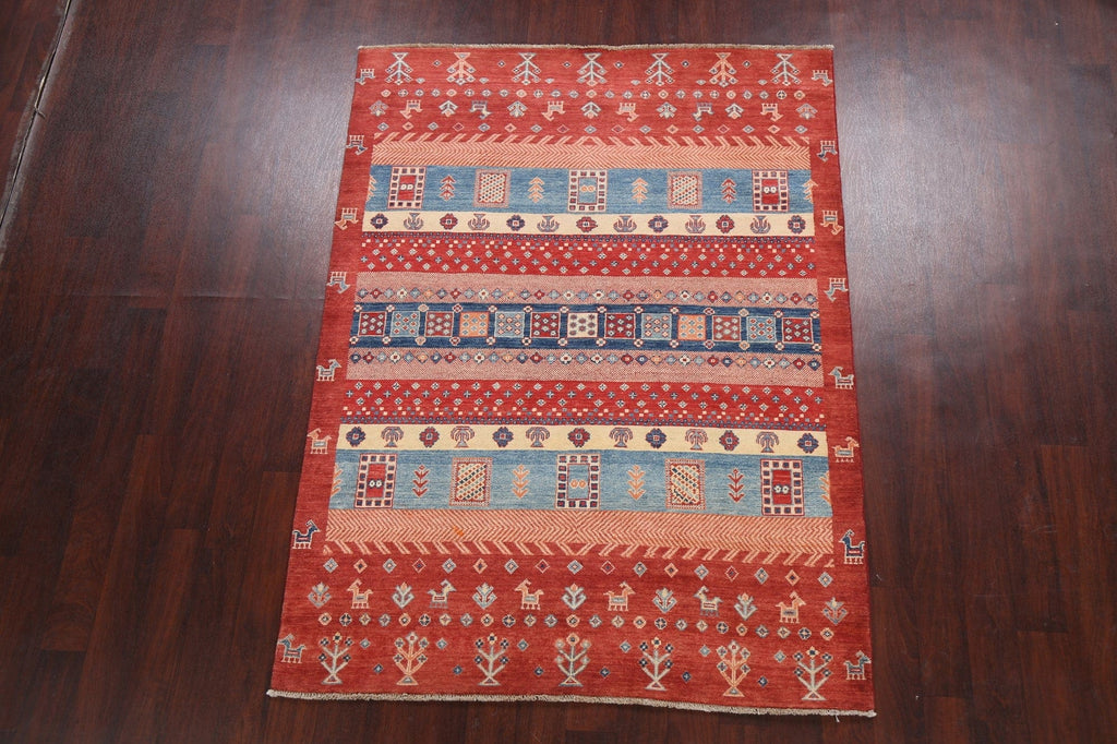 100% Vegetable Dye Super Kazak Oriental Area Rug 5x7