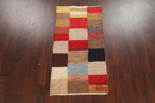 Checkered Modern Gabbeh Kashkoli Oriental Runner Rug 2x5