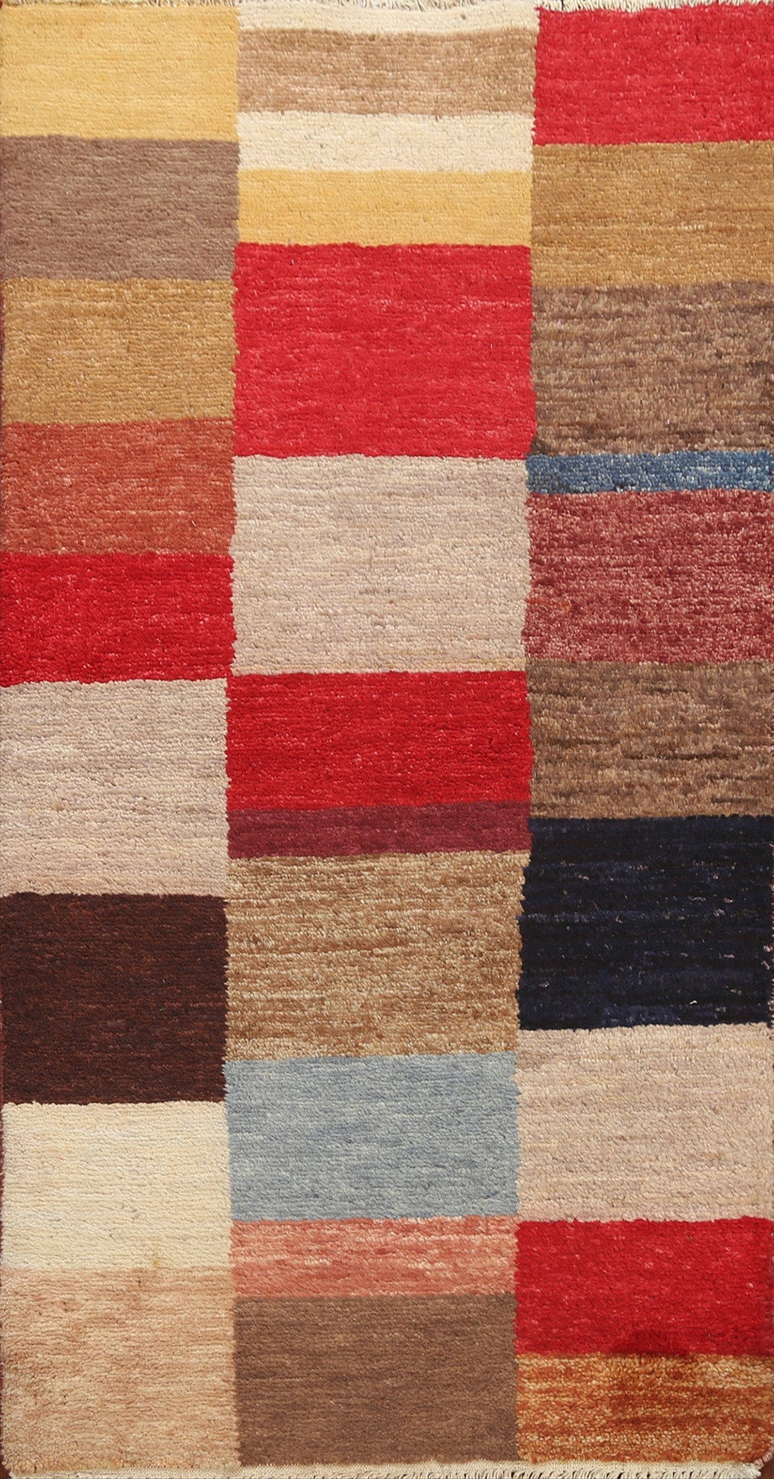 Checkered Modern Gabbeh Kashkoli Oriental Runner Rug 2x5