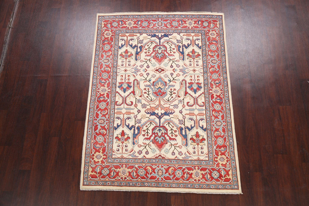 100% Vegetable Dye Super Kazak Oriental Area Rug 5x7