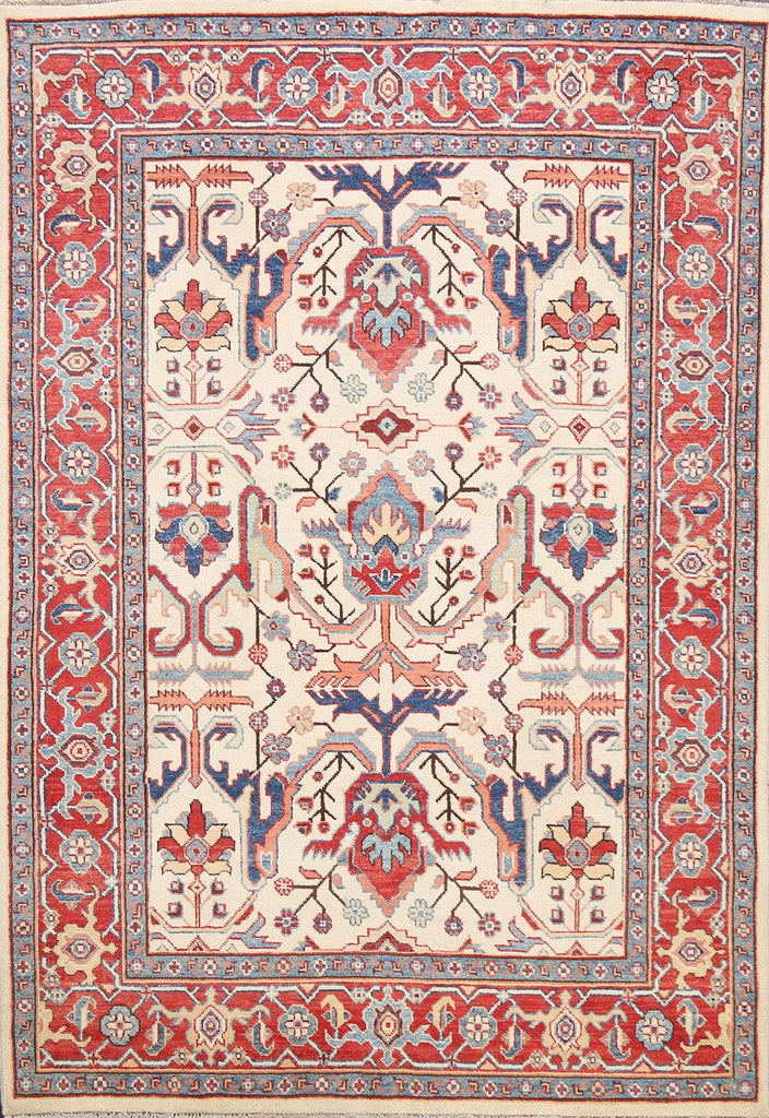 100% Vegetable Dye Super Kazak Oriental Area Rug 5x7