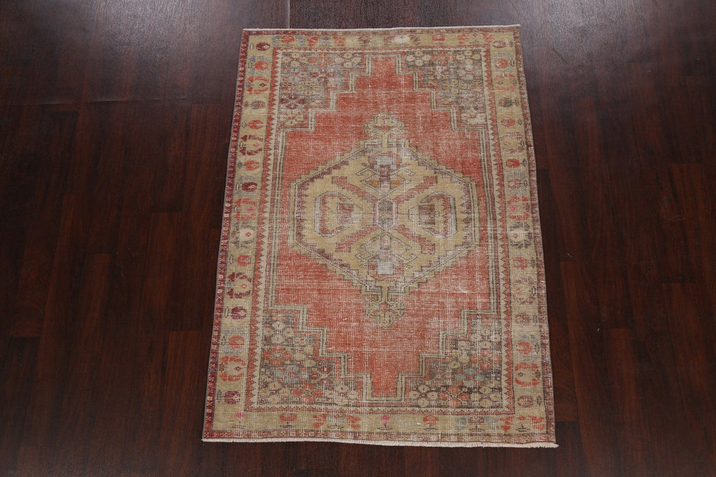 Antique Geometric Anatolian Oriental Area Rug 4x6