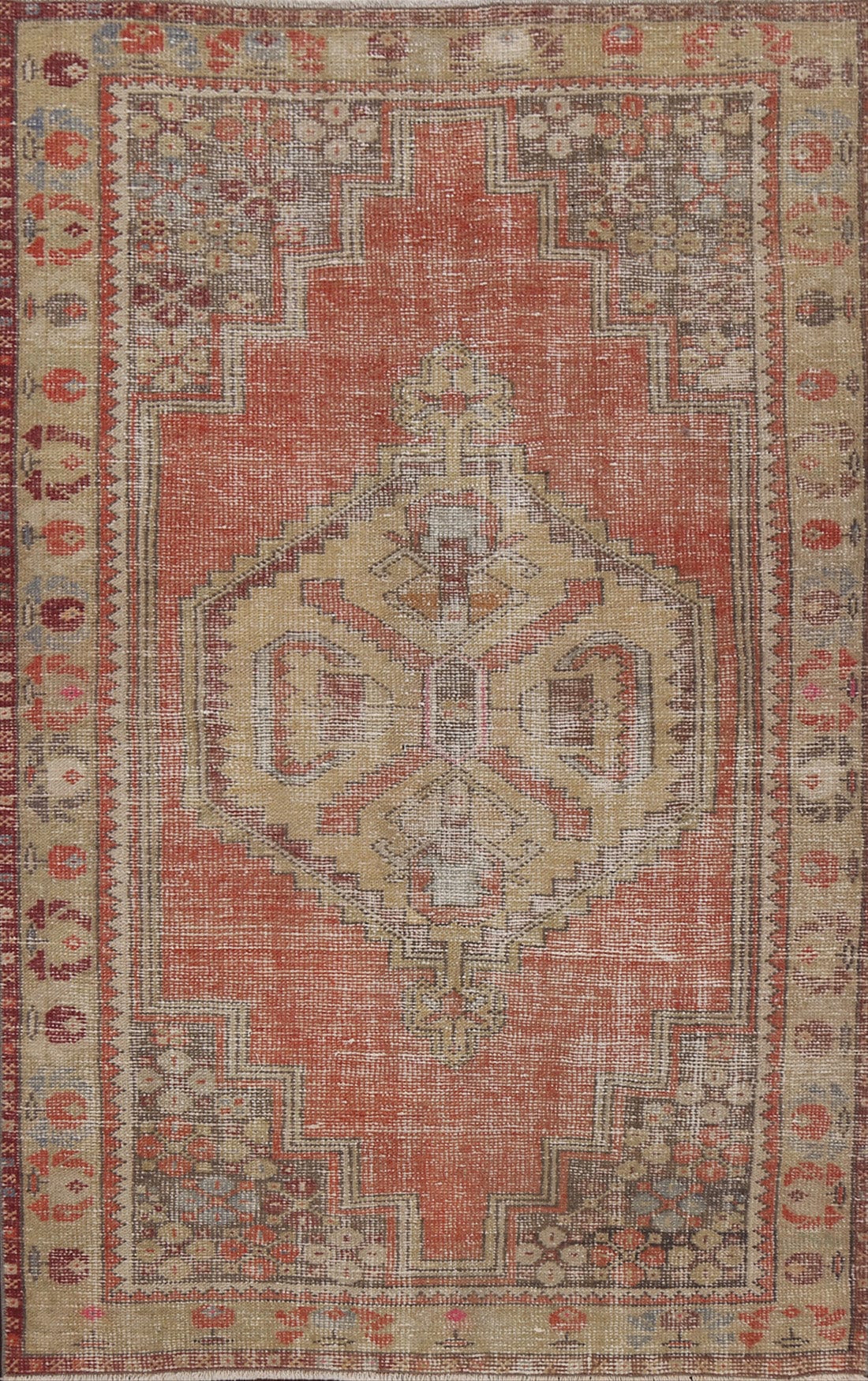 Antique Geometric Anatolian Oriental Area Rug 4x6