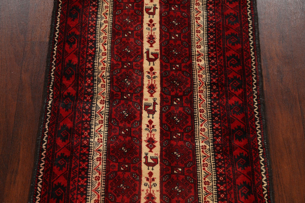 Tribal Geometric Balouch Persian Area Rug 3x6