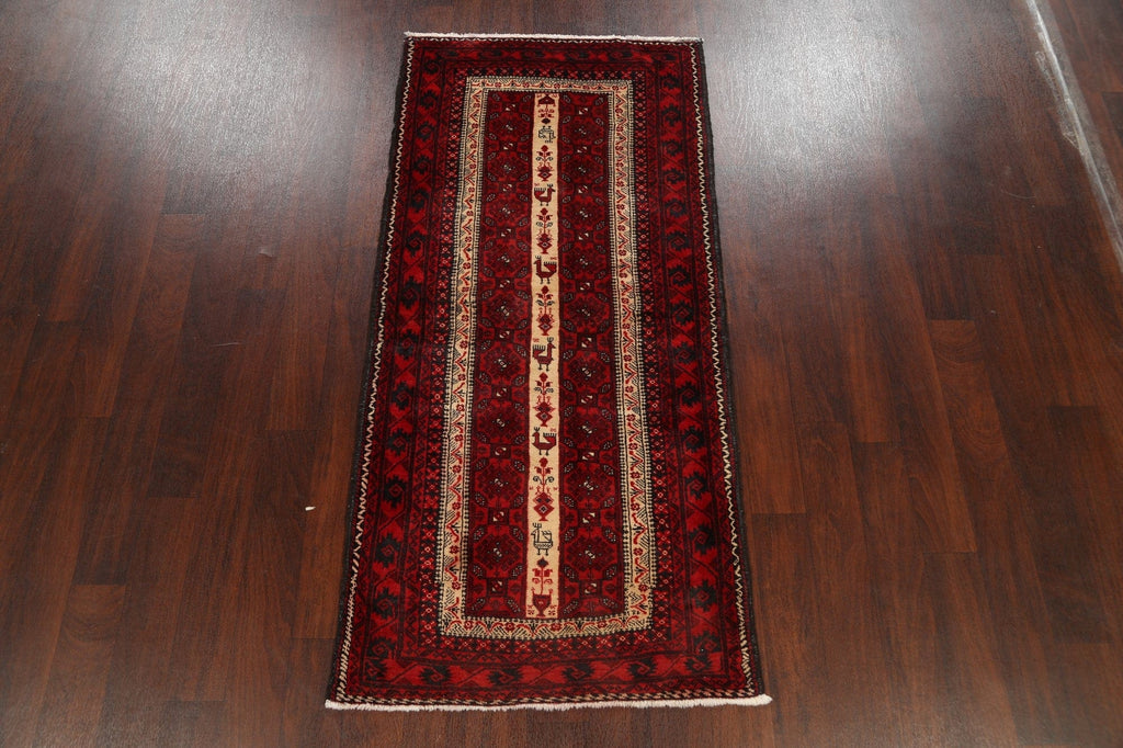 Tribal Geometric Balouch Persian Area Rug 3x6