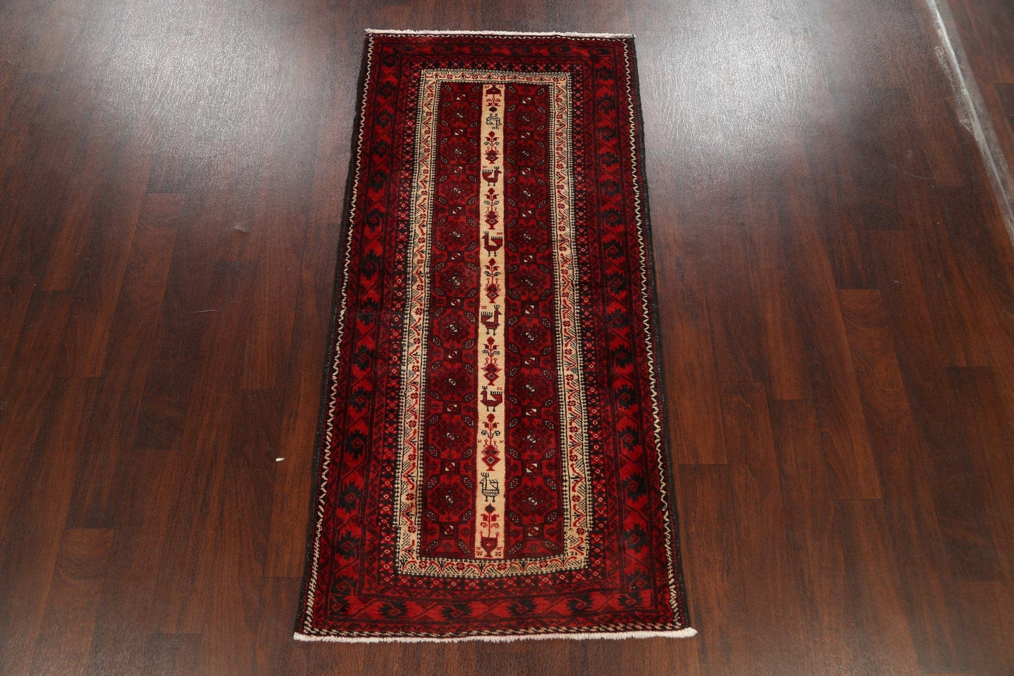 Tribal Geometric Balouch Persian Area Rug 3x6