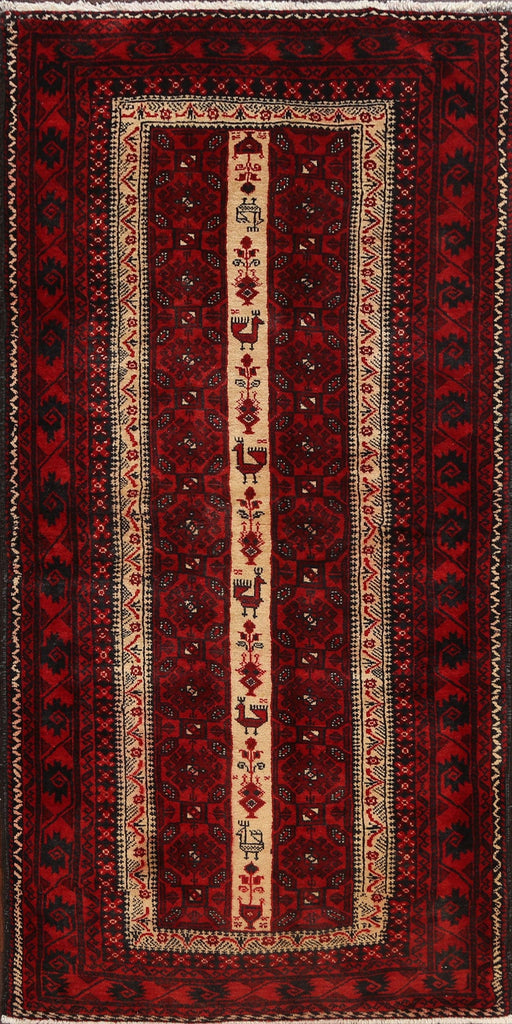 Tribal Geometric Balouch Persian Area Rug 3x6