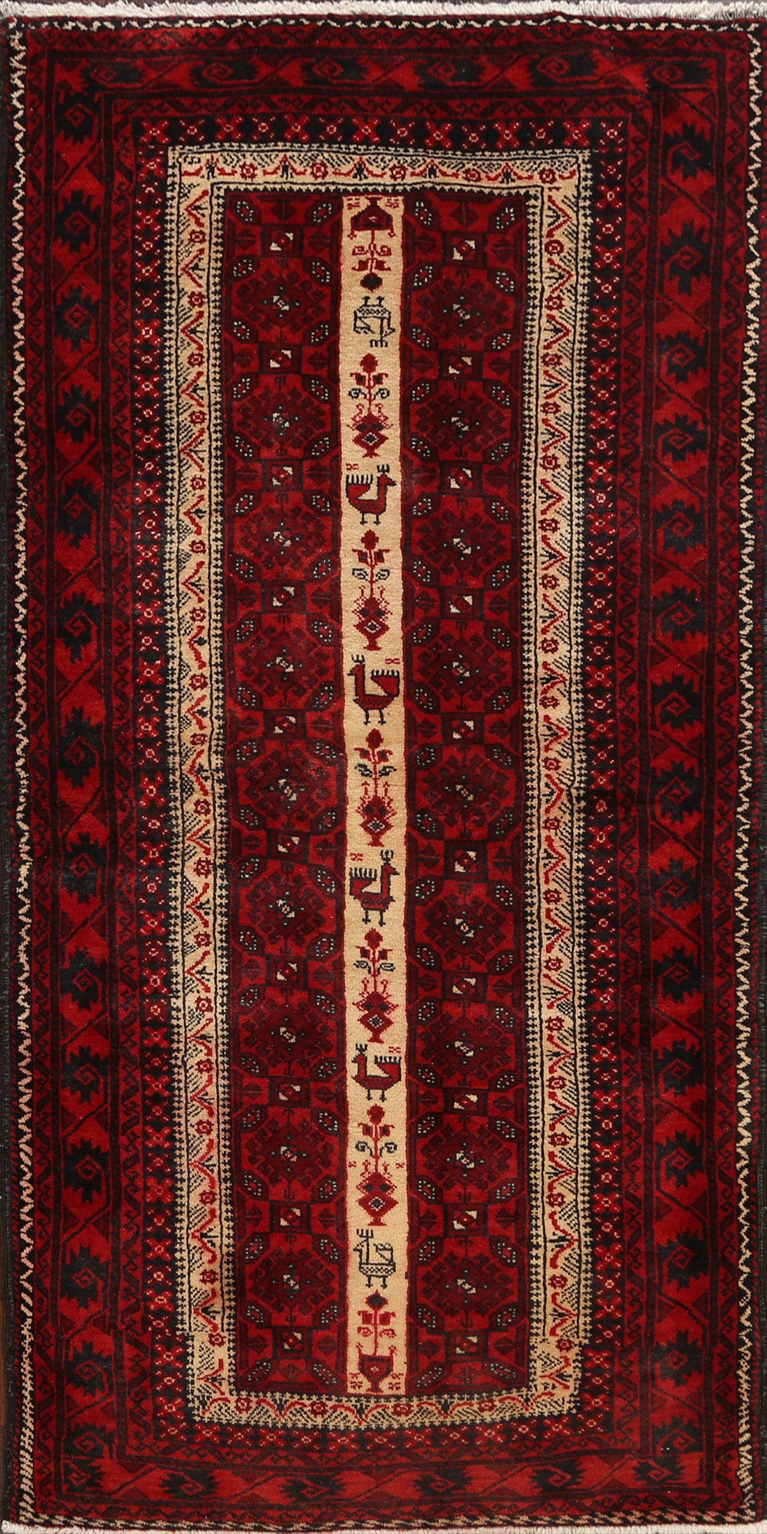 Tribal Geometric Balouch Persian Area Rug 3x6