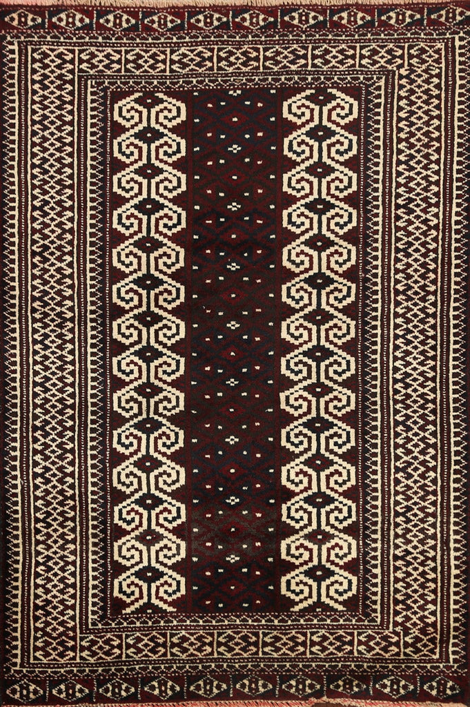 Tribal Geometric Balouch Persian Area Rug 3x4