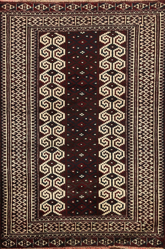 Tribal Geometric Balouch Persian Area Rug 3x4