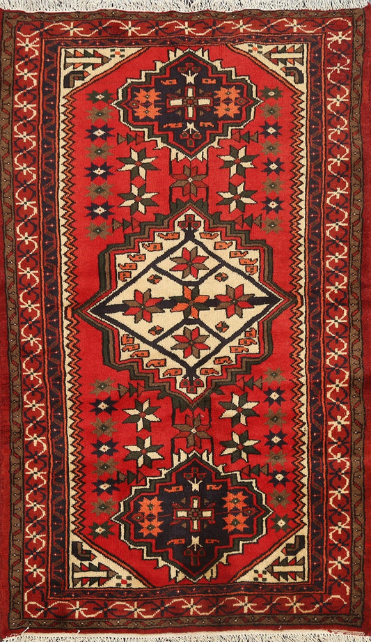 Geometric Hamedan Persian Area Rug 3x5