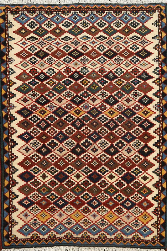 All-Over Geometric Bakhtiari Persian Area Rug 3x5