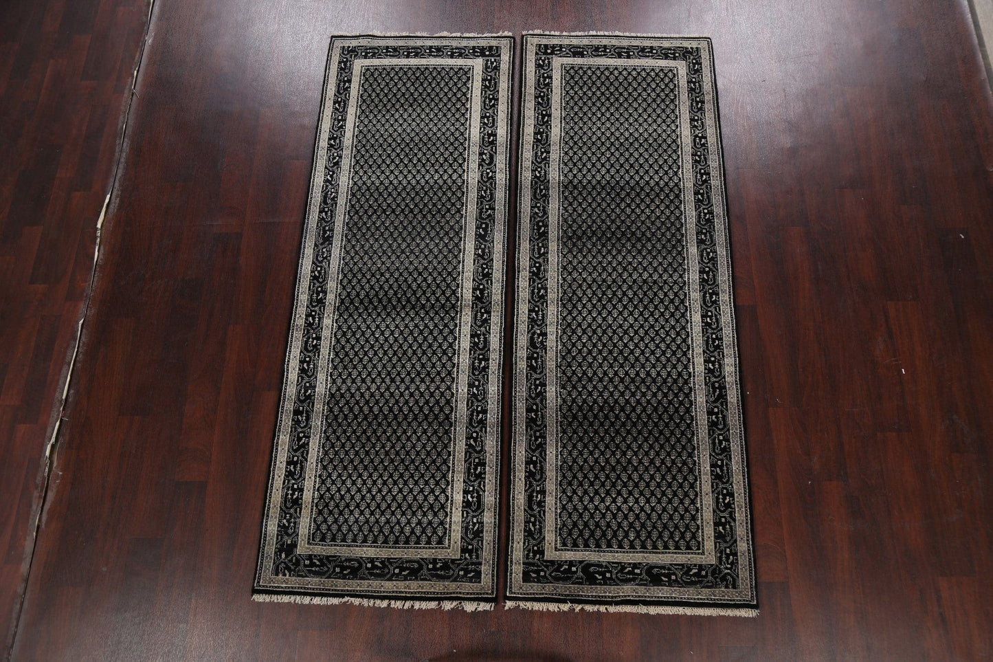 Set of 2 Vegetable Dye Boteh Botemir Oriental Runner Rugs 3x8