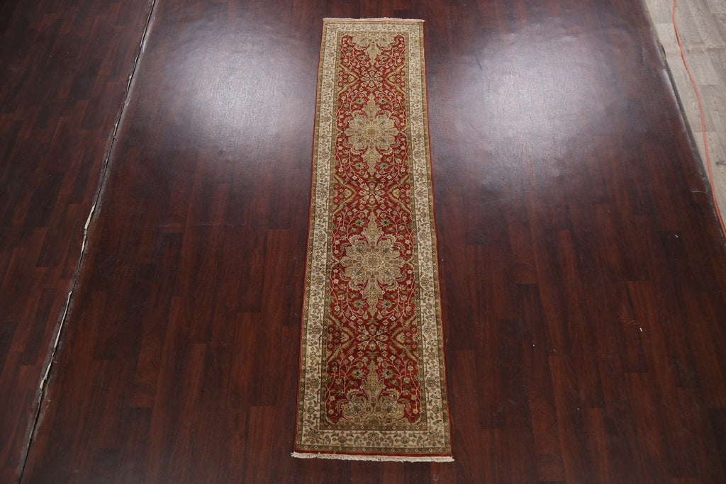 100% Vegetable Dye Floral Fine Agra Oriental Runner Rug 2x10