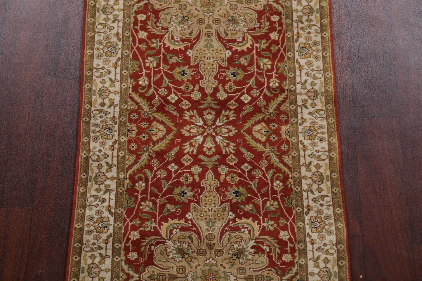 100% Vegetable Dye Floral Fine Agra Oriental Runner Rug 2x10