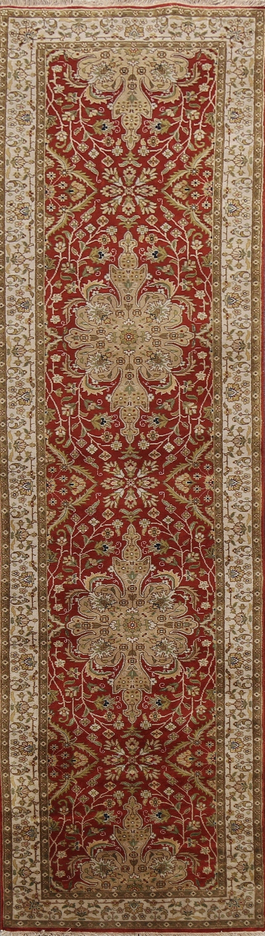 100% Vegetable Dye Floral Fine Agra Oriental Runner Rug 2x10