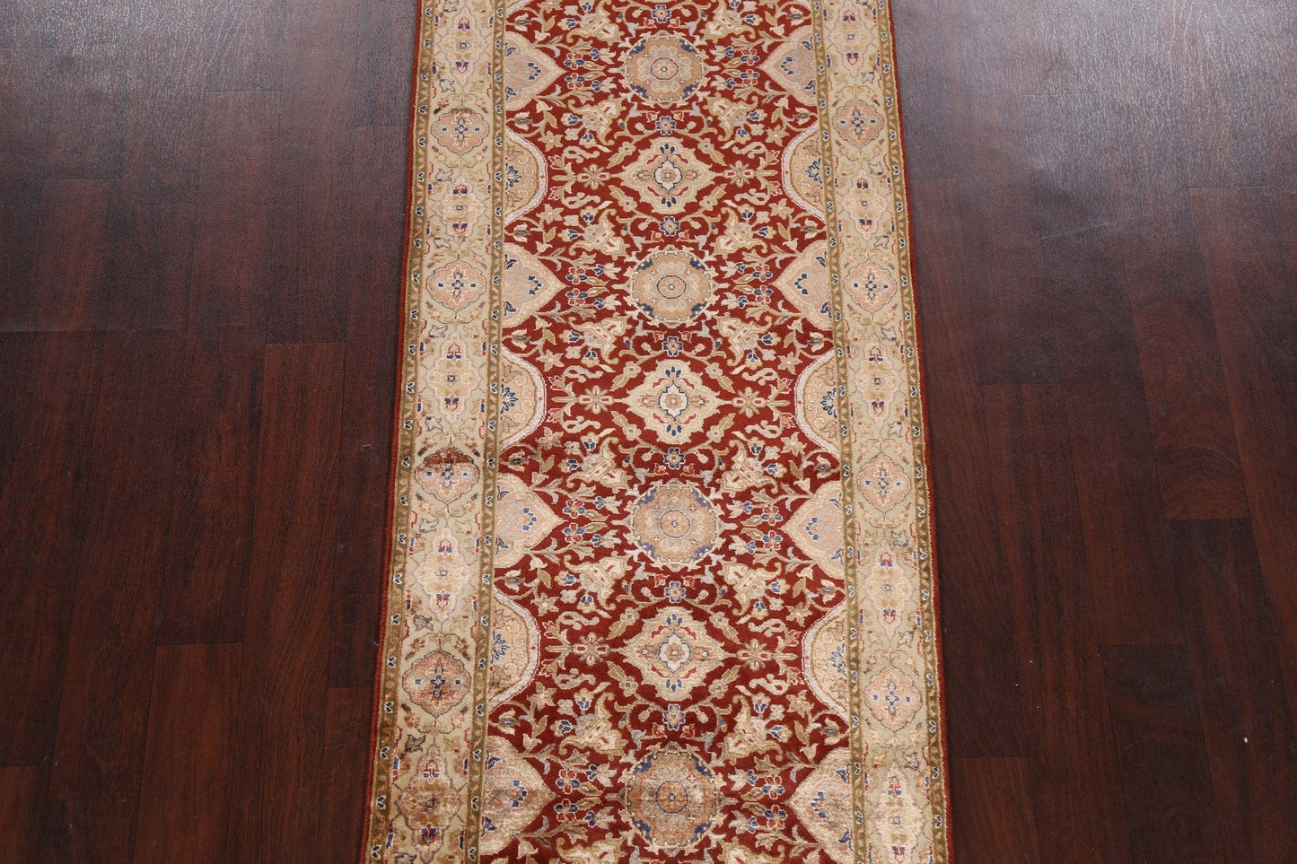 100% Vegetable Dye Fine Agra Oriental Runner Rug 3x10