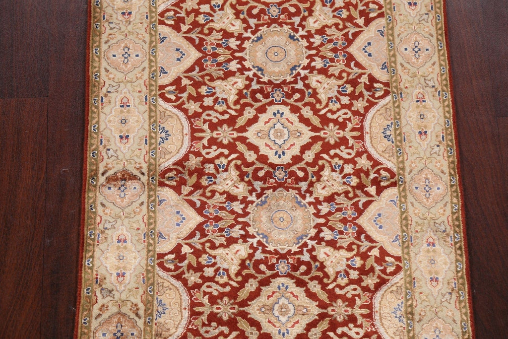 100% Vegetable Dye Fine Agra Oriental Runner Rug 3x10