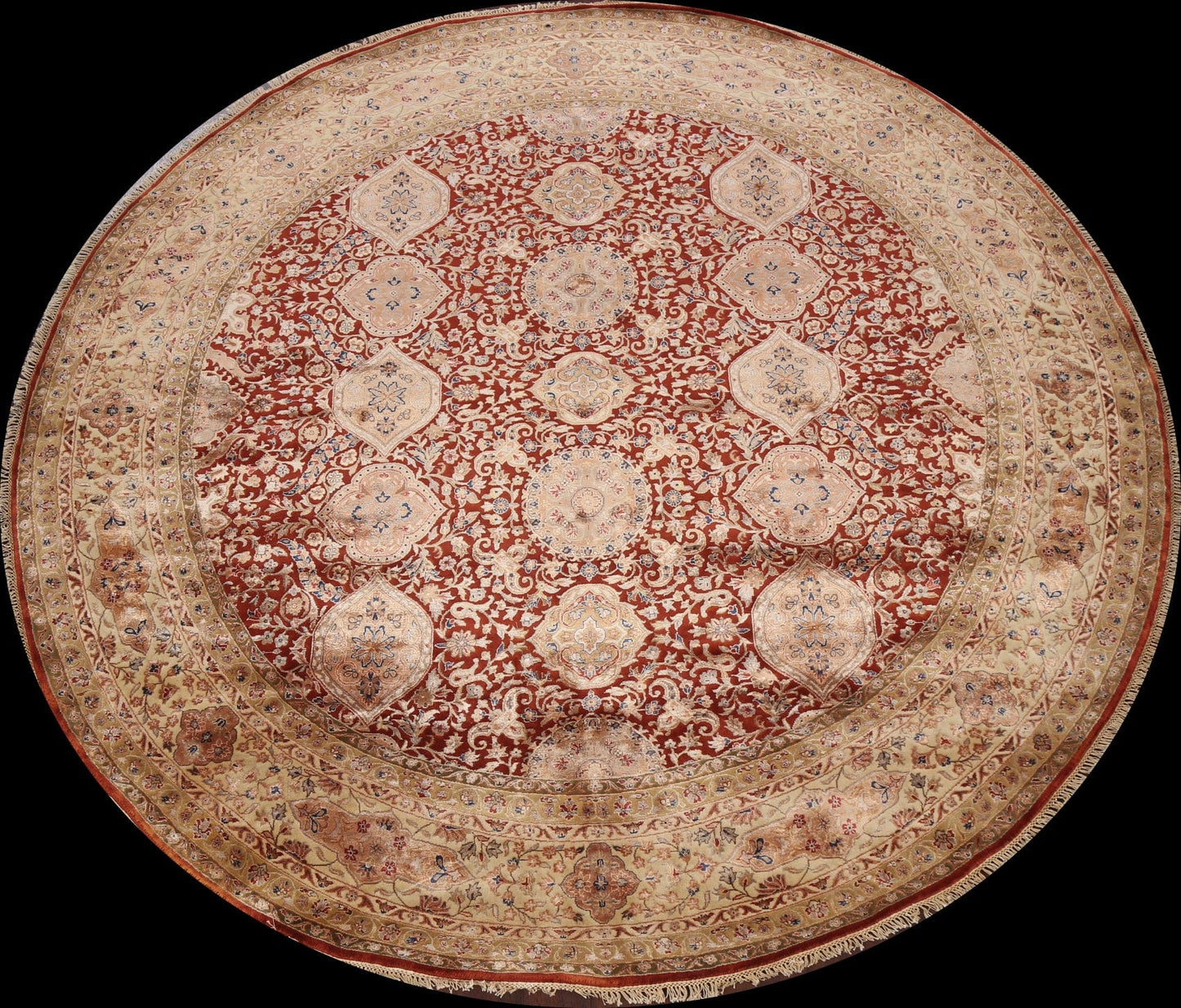 100% Vegetable Dye Round Fine Agra Oriental Area Rug 10x10