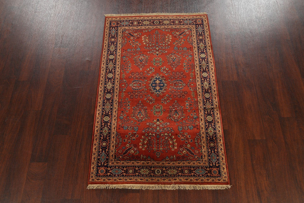 100% Vegetable Dye Floral Sarouk Oriental Area Rug 3x5