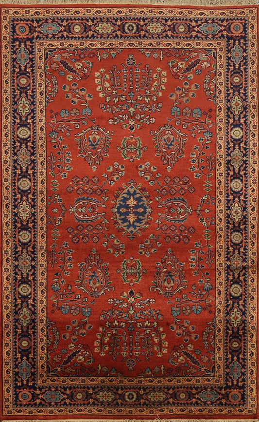 100% Vegetable Dye Floral Sarouk Oriental Area Rug 3x5