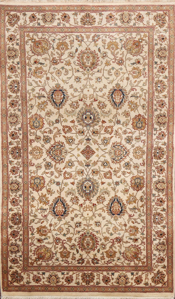 100% Vegetable Dye Floral Fine Agra Oriental Area Rug 3x5