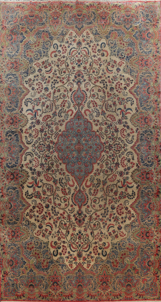 Antique 100% Vegetable Dye Kerman Persian Area Rug 11x20