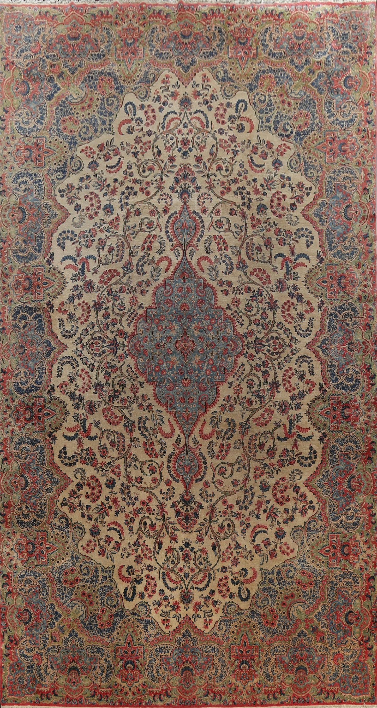 Antique 100% Vegetable Dye Kerman Persian Area Rug 11x20