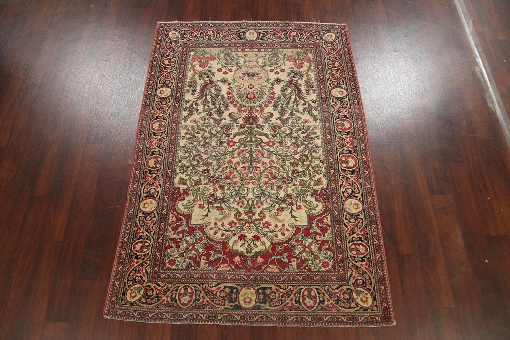 Pre-1900 Antique Vegetable Dye Kerman Lavar Persian Area Rug 5x7