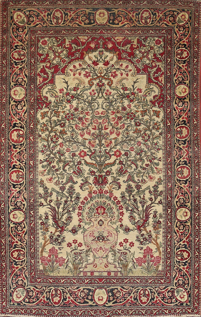 Pre-1900 Antique Vegetable Dye Kerman Lavar Persian Area Rug 5x7