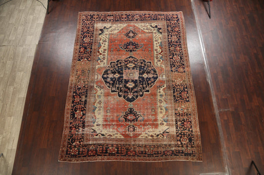 Pre-1900 Antique Vegetable Dye Sarouk Farahan Persian Area Rug 8x11