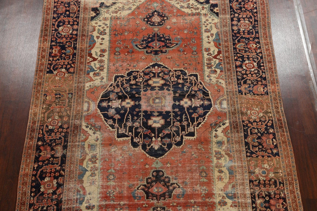 Pre-1900 Antique Vegetable Dye Sarouk Farahan Persian Area Rug 8x11