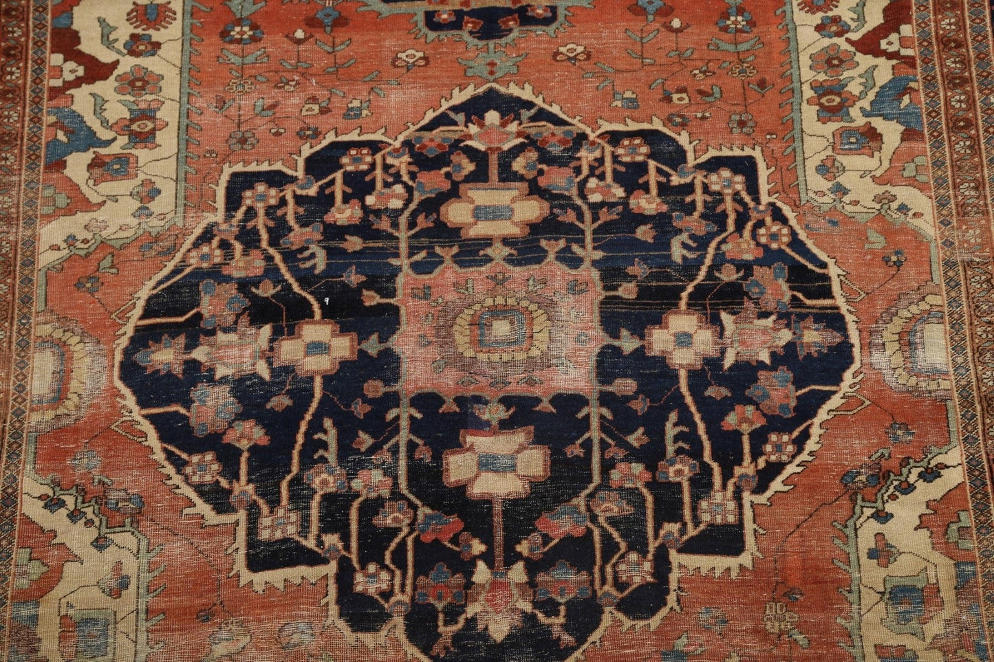 Pre-1900 Antique Vegetable Dye Sarouk Farahan Persian Area Rug 8x11