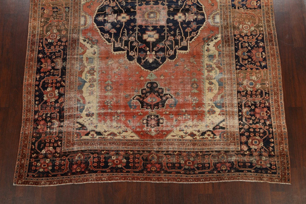 Pre-1900 Antique Vegetable Dye Sarouk Farahan Persian Area Rug 8x11