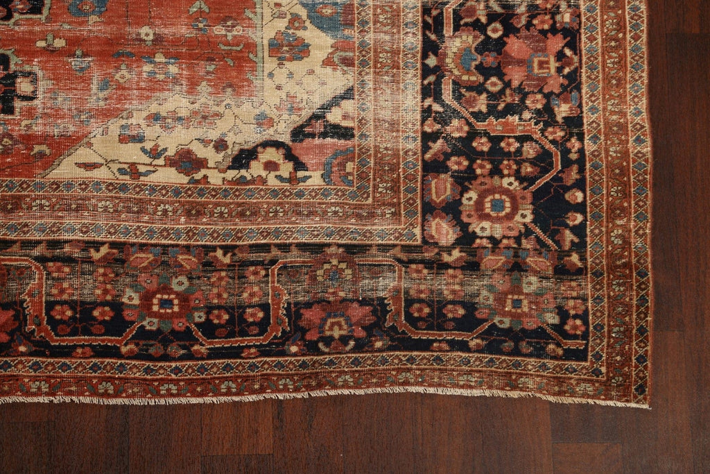 Pre-1900 Antique Vegetable Dye Sarouk Farahan Persian Area Rug 8x11