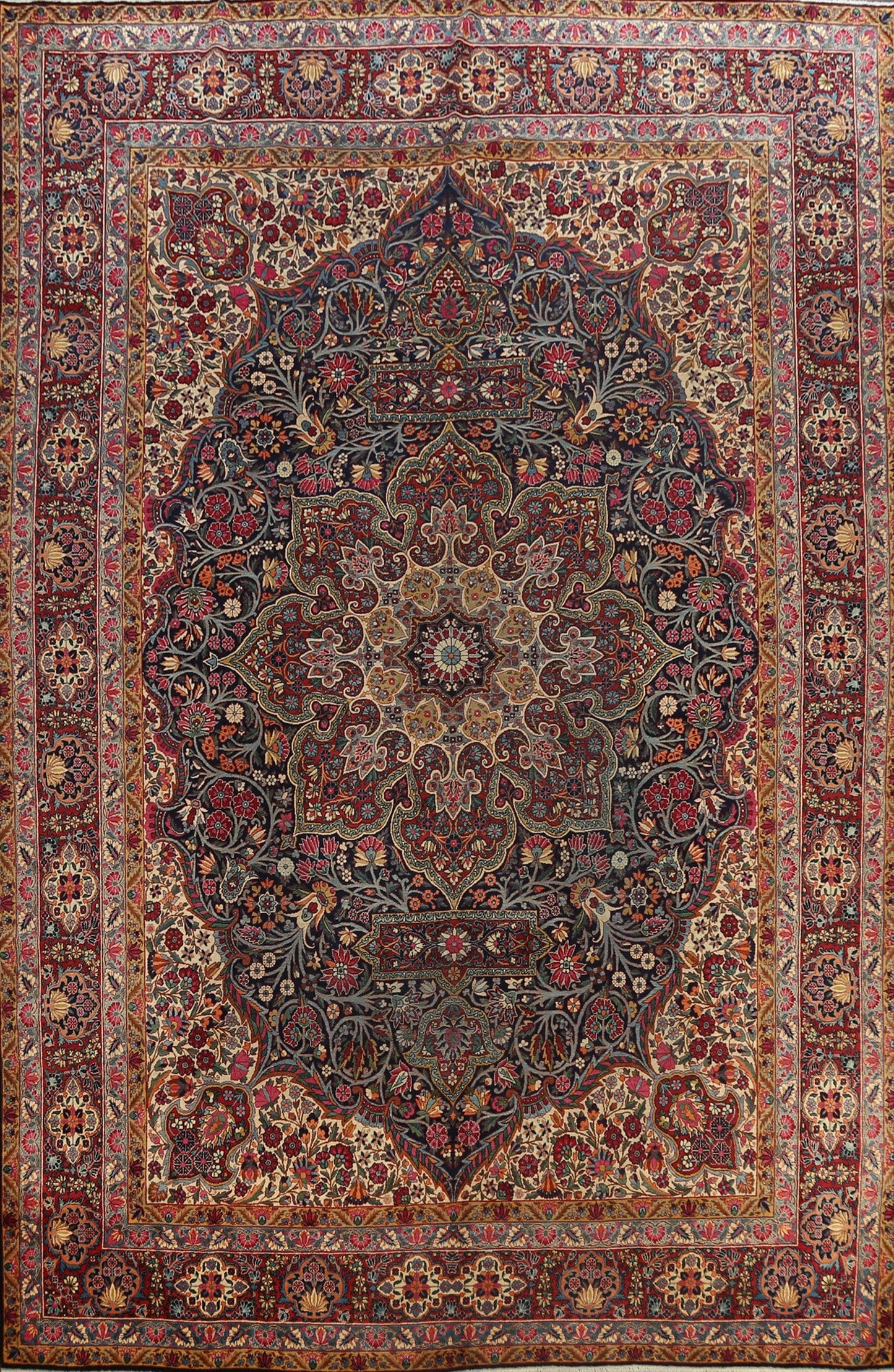 Antique Vegetable Dye Kerman Yazd Persian Area Rug 11x15