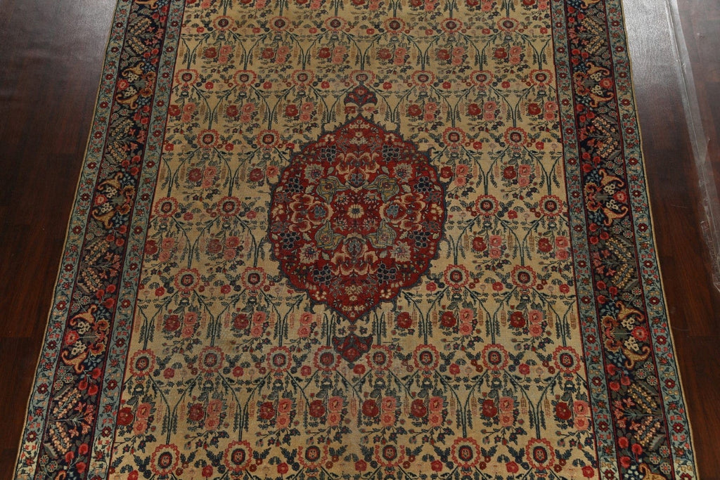 Pre-1900 Antique Vegetable Dye Tabriz Persian Area Rug 9x13